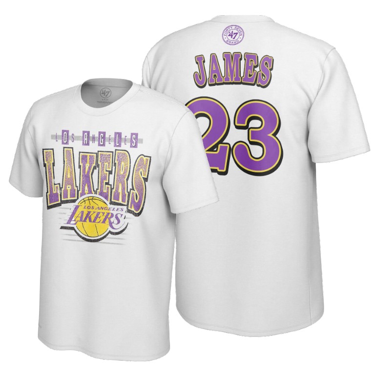 Men's Los Angeles Lakers LeBron James #23 NBA 80s 90s Vintage Throwback White Basketball T-Shirt CKB7483AZ